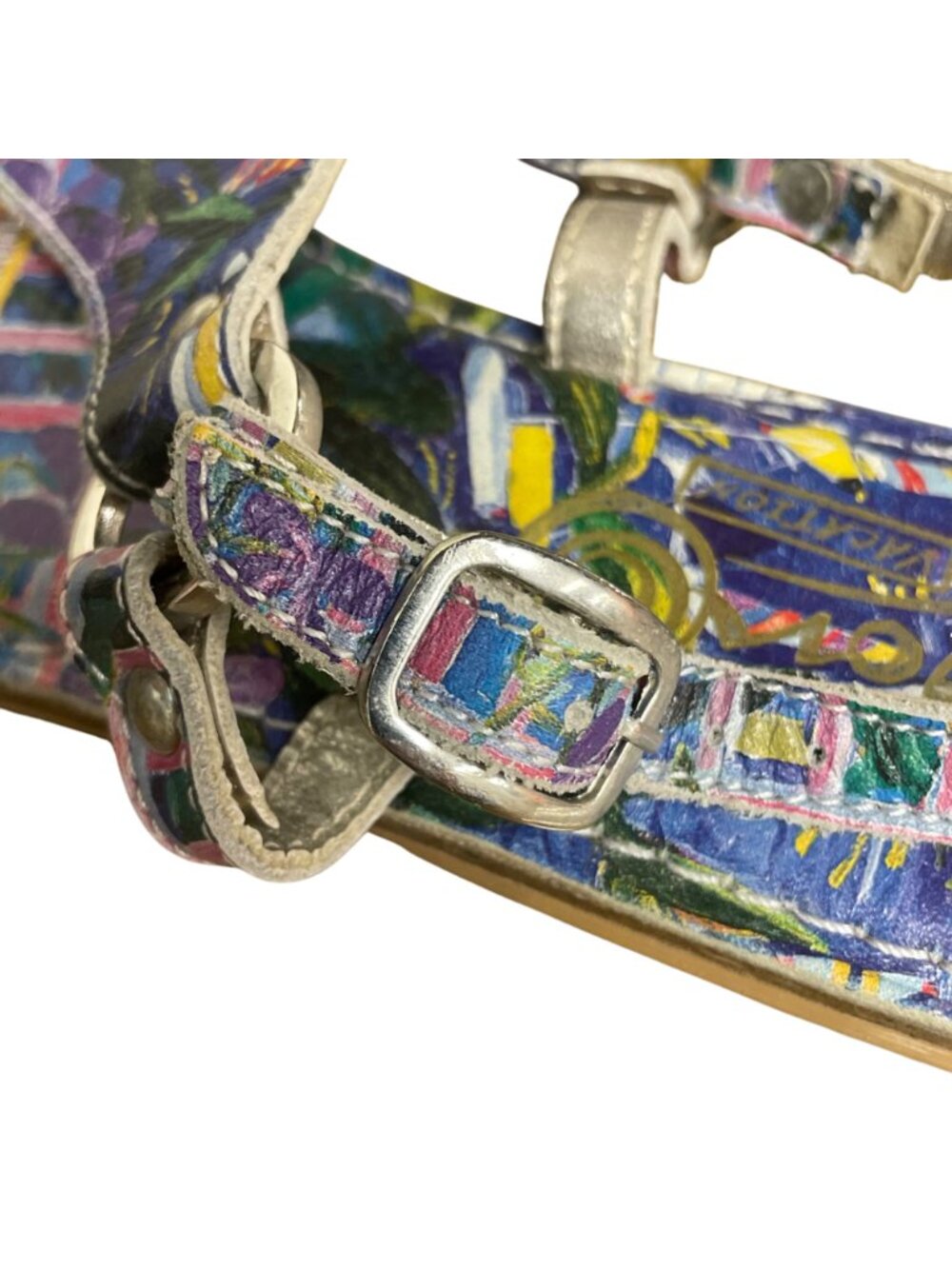 ICON Sunday Flat Thong Leather Sandals Coco 2 Sz 7 Artsy Art to Wear - Picture 4 of 6